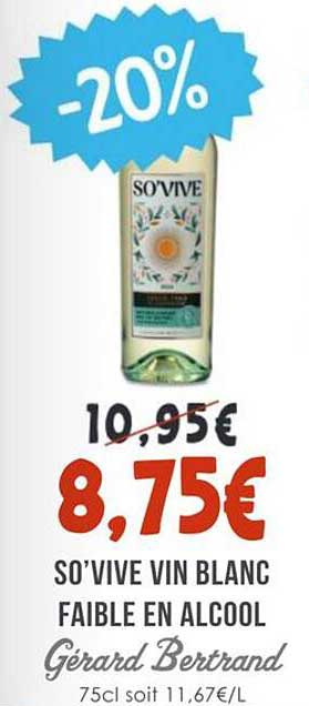 SO’VIVE VIN BLANC FAIBLE EN ALCOOL