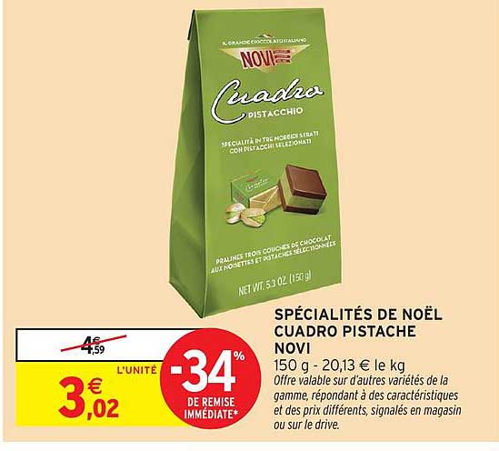 SPÉCIALITÉS DE NOËL CUADRO PISTACHE NOVI