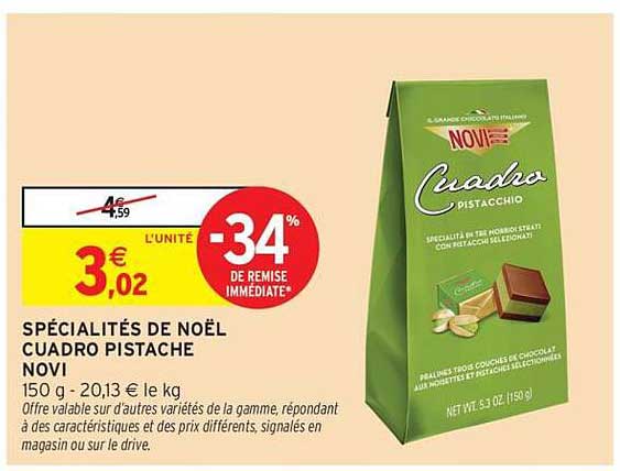 SPÉCIALITÉS DE NOËL CUADRO PISTACHE NOVI