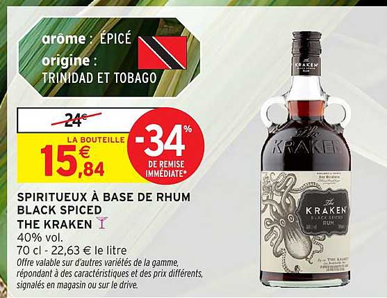 SPIRITUEUX À BASE DE RHUM BLACK SPICED THE KRAKEN