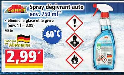 Spray dégivrant auto env. 750 ml