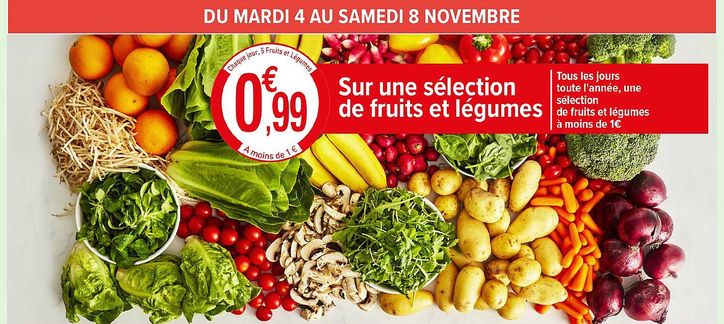 Sur une sélection de fruits et légumes