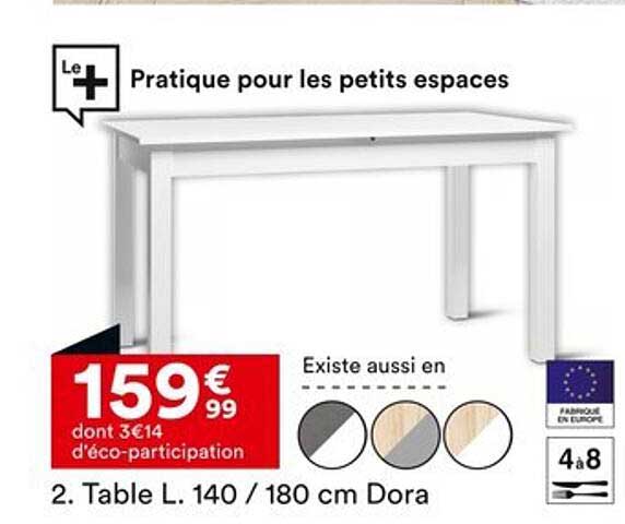Table L. 140 / 180 cm Dora