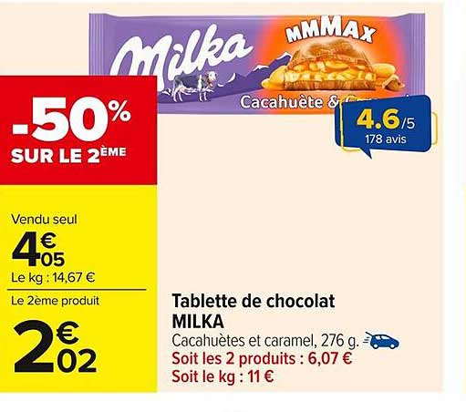Tablette de chocolat MILKA