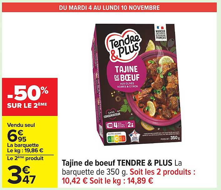 Tajine de bœuf TENDRE & PLUS