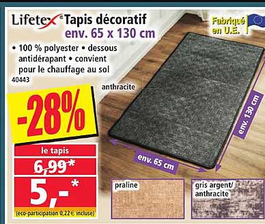 Tapis décoratif env. 65 x 130 cm