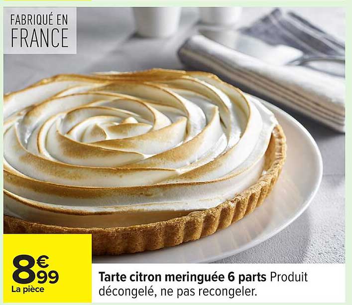 Tarte citron meringuée 6 parts