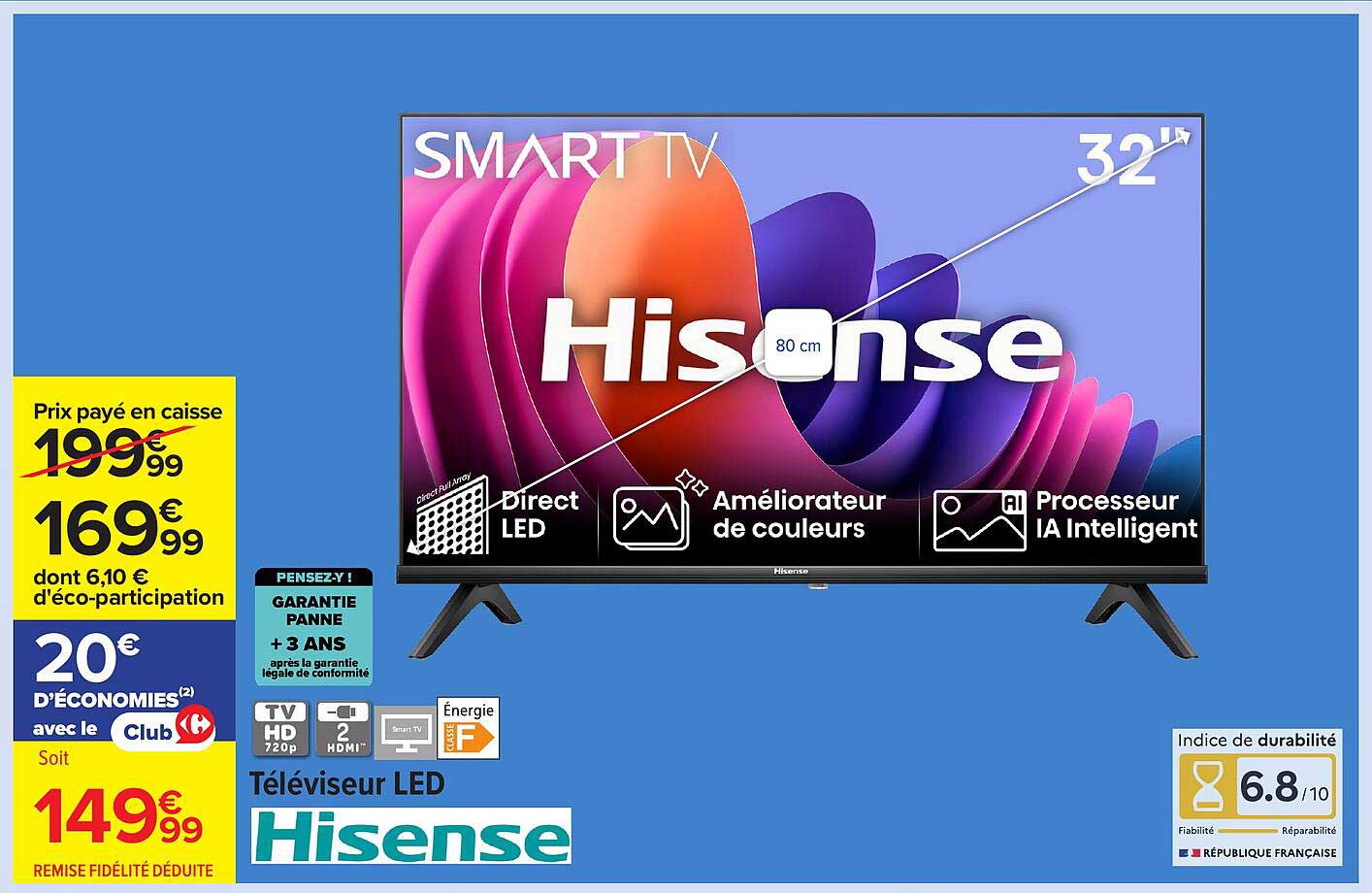 Téléviseur LED Hisense 32"