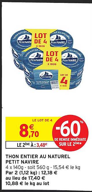 THON ENTIER AU NATUREL PETIT NAVIRE