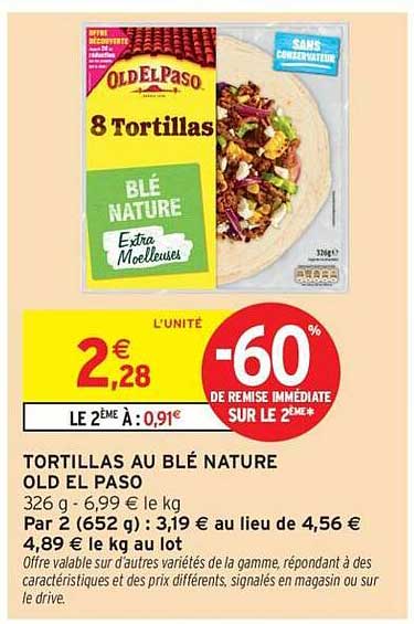 TORTILLAS AU BLÉ NATURE OLD EL PASO