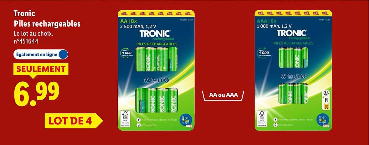 Tronic Piles rechargeables