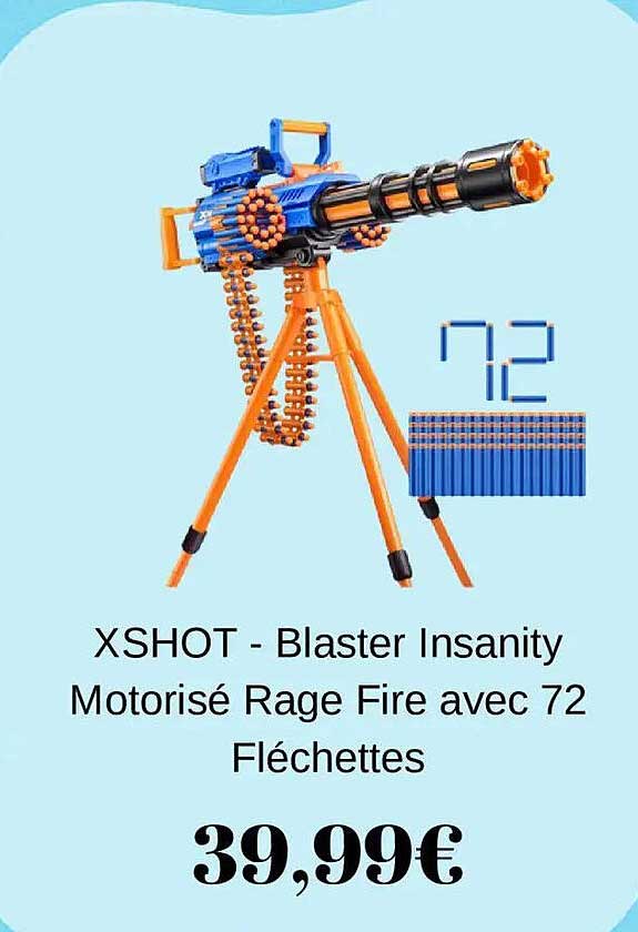 XSHOT - Blaster Insanity Motorisé Rage Fire avec 72 Fléchettes