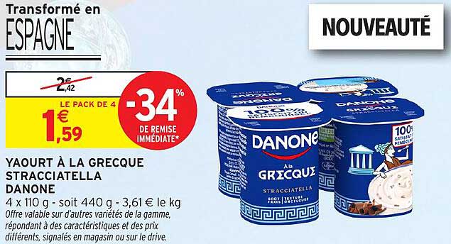 YAOURT À LA GREQUE STRACCIATELLA DANONE
