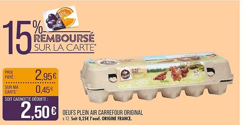 OEUFS PLEIN AIR CARREFOUR ORIGINAL x 12