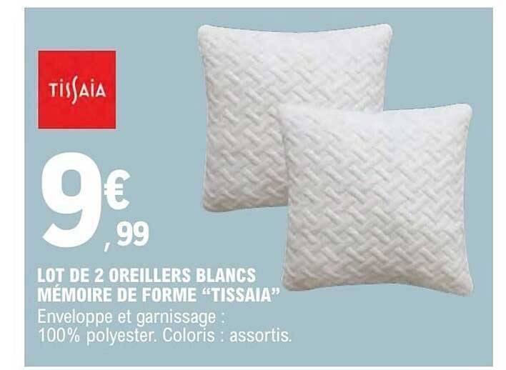 Lot de 2 oreillers blancs - Coton - Ferme - 31093